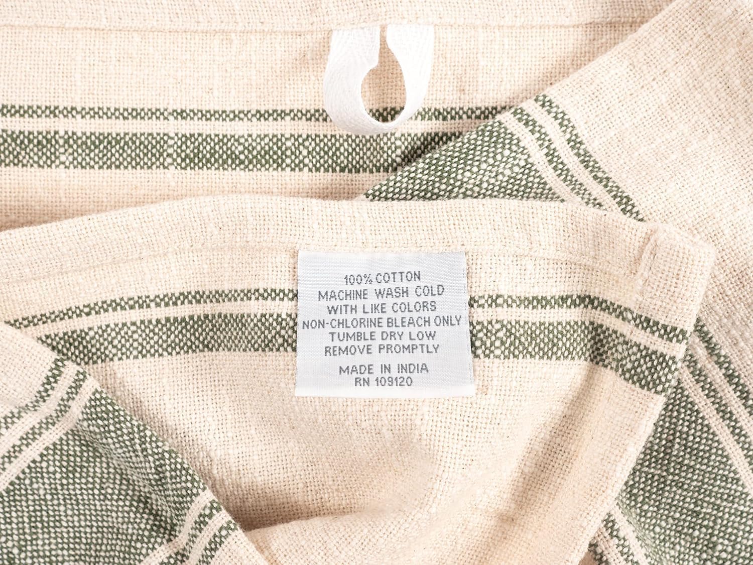 KAF Home olive towel on counter shows generous 18x28 inch size