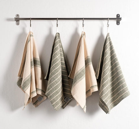 KAF Home olive towel close-up reveals soft, durable slub cotton texture