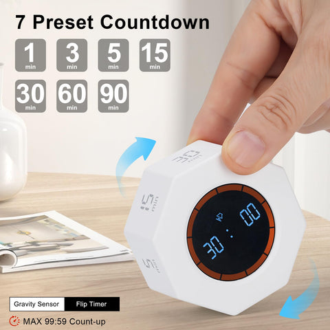 Kaflin gravity sensor timer in pearl white with auto-rotating display