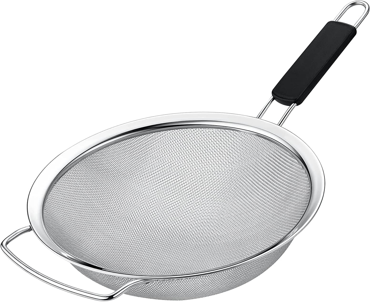 KAFOOR 10-inch fine mesh strainer with handle for quick pasta draining.