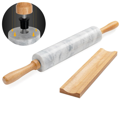 KAFOOR marble rolling pin showcasing a cool polished surface for even thickness