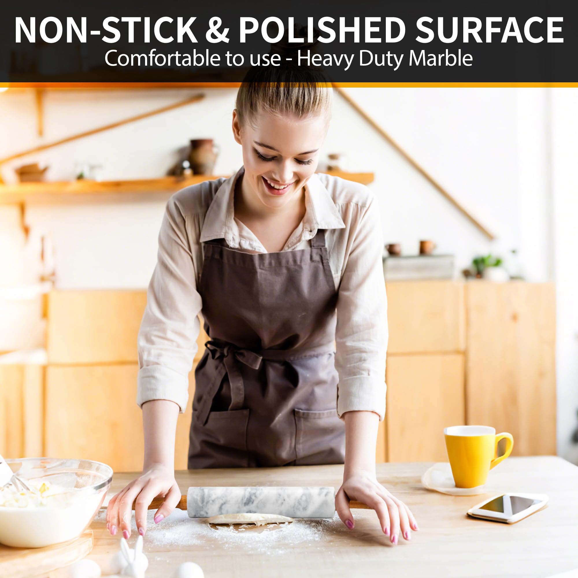 KAFOOR rolling pin with ergonomic handles for comfortable precise rolling