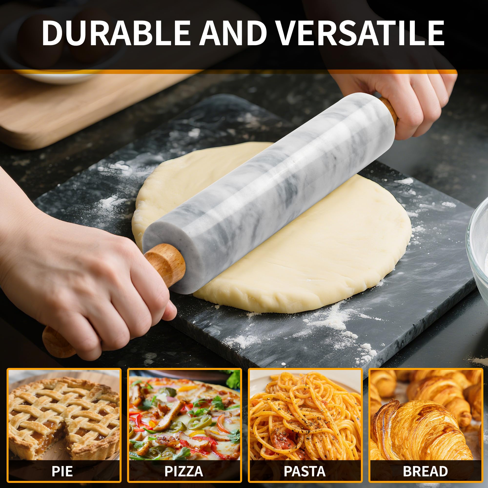 KAFOOR rolling pin with cradle support for pie crust preparation