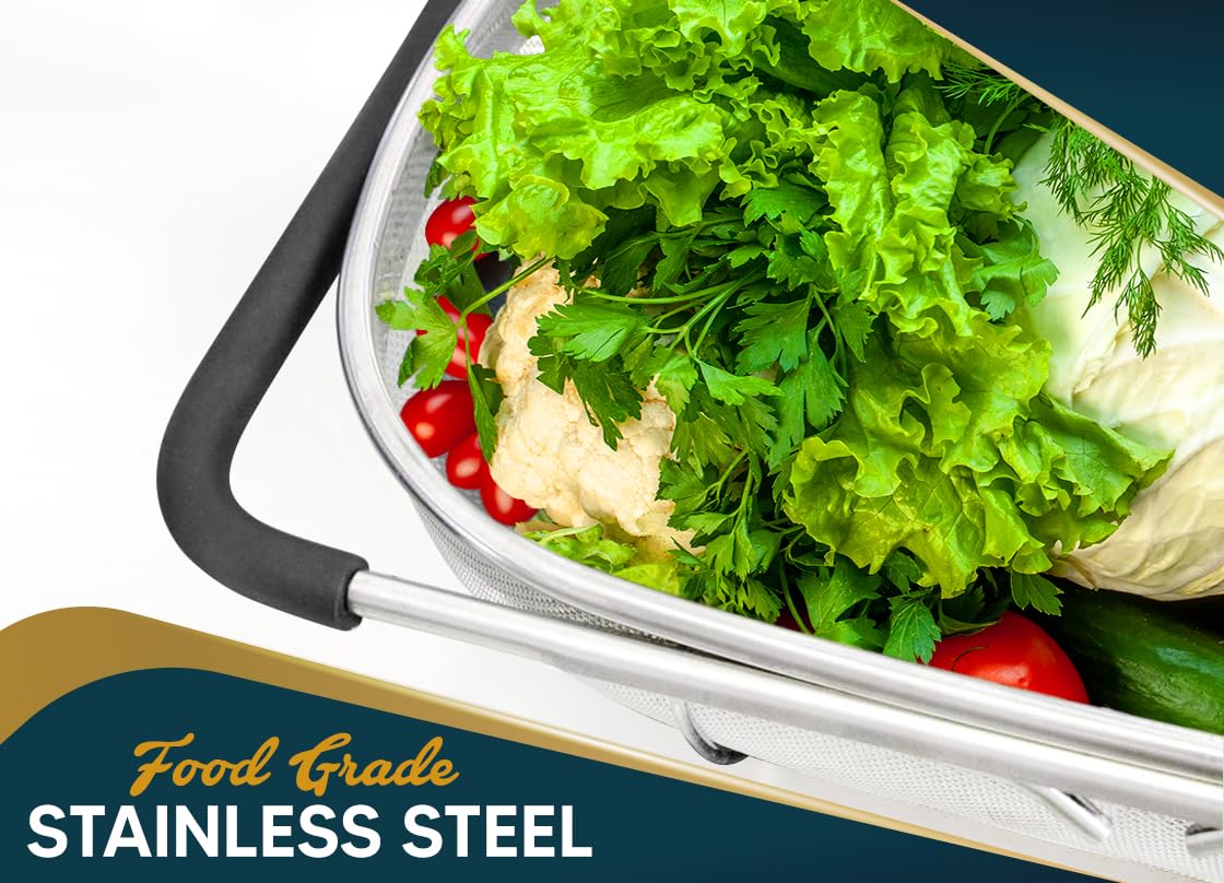 KAFOOR stainless steel frame maintains shape during heavy-duty draining tasks.