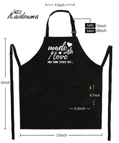 Kaidouma apron with adjustable neck strap for a comfortable fit.