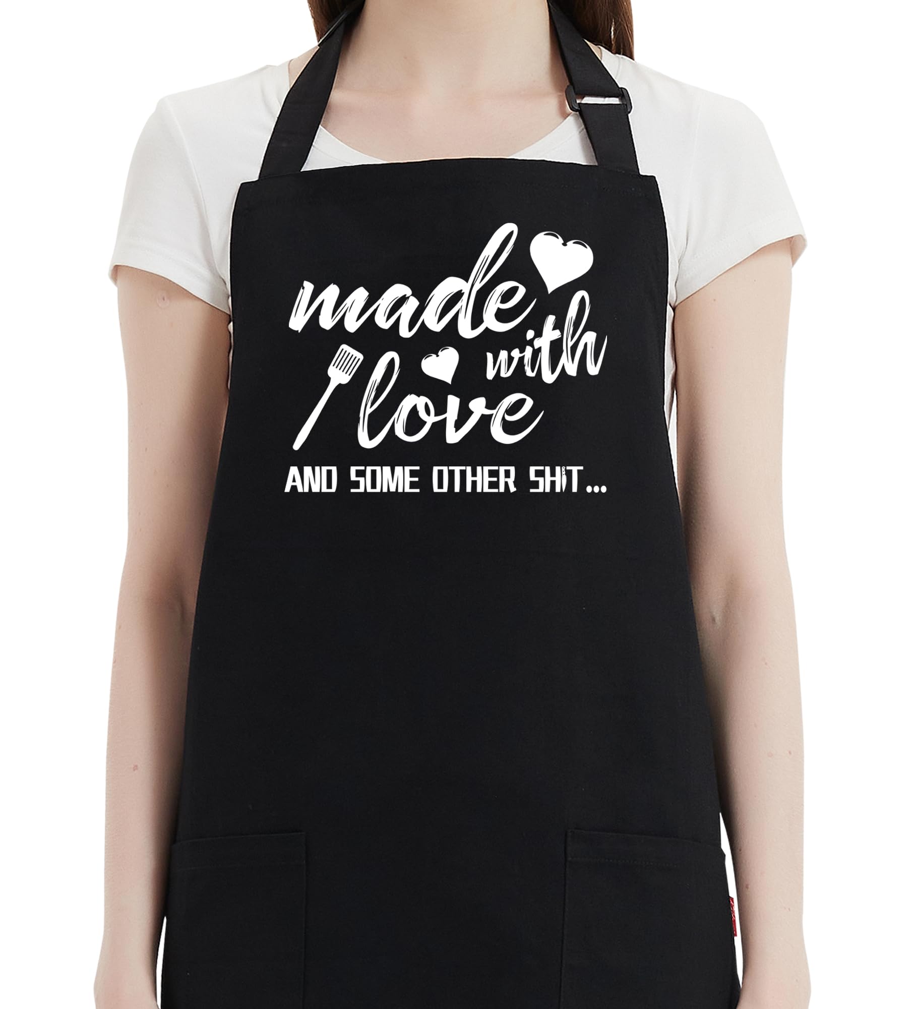Kaidouma funny apron front with two pockets for grilling and cooking.