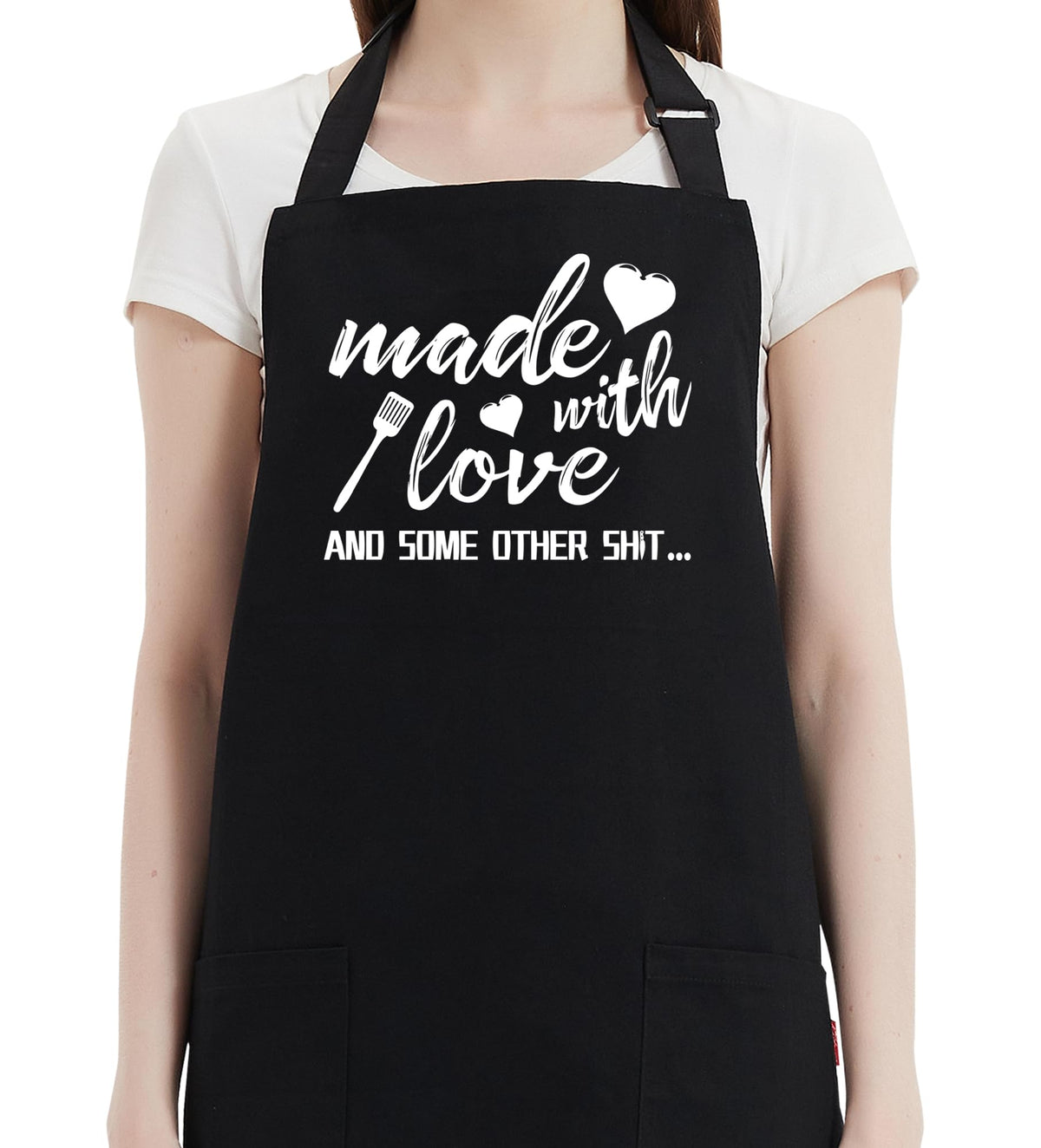 Kaidouma funny apron front with two pockets for grilling and cooking.