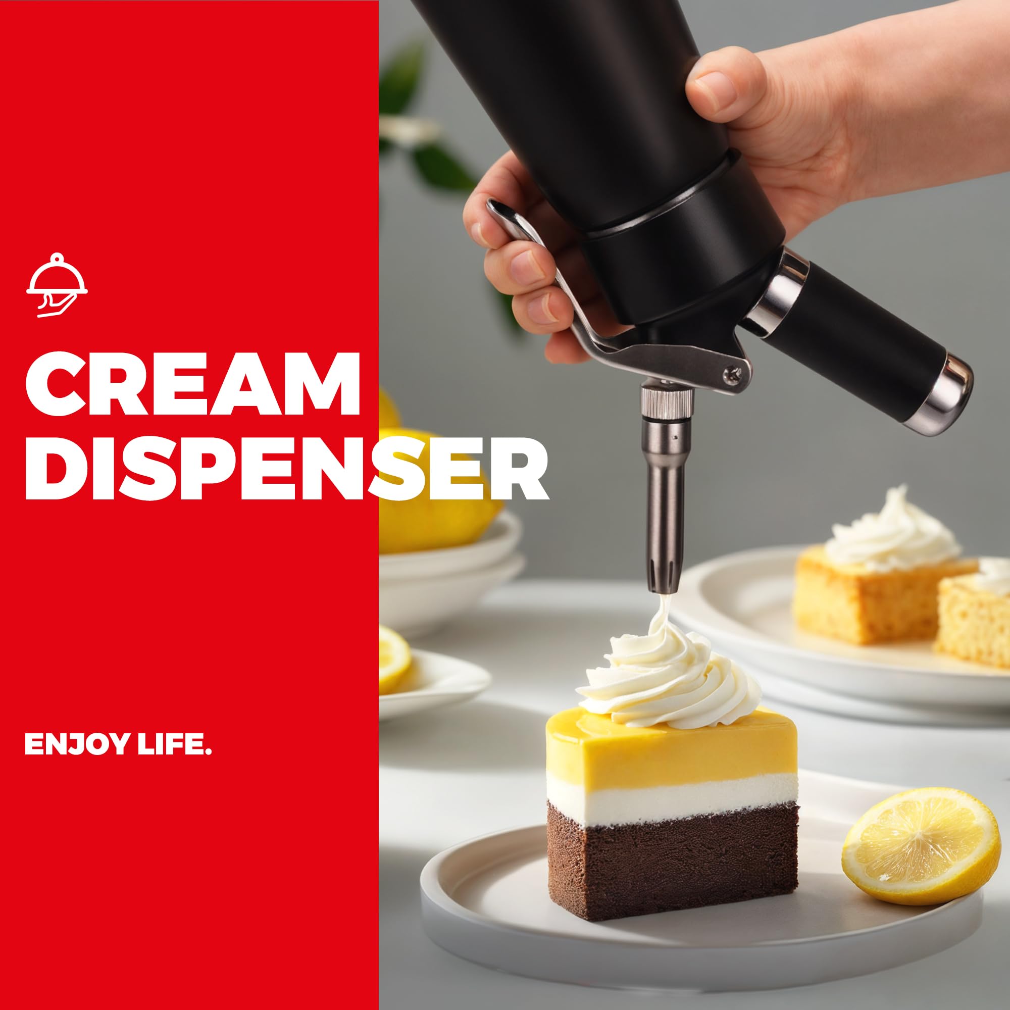 Kaiser chef 1000ml canister supports generous portions for batch desserts.