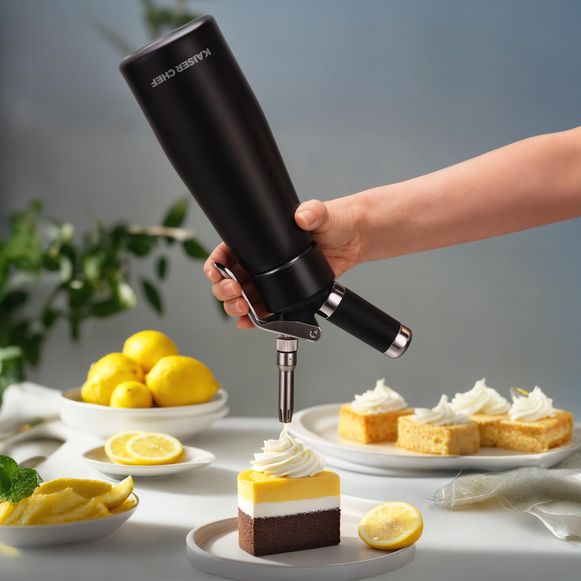 Kaiser chef cleaning brush included for quick maintenance.