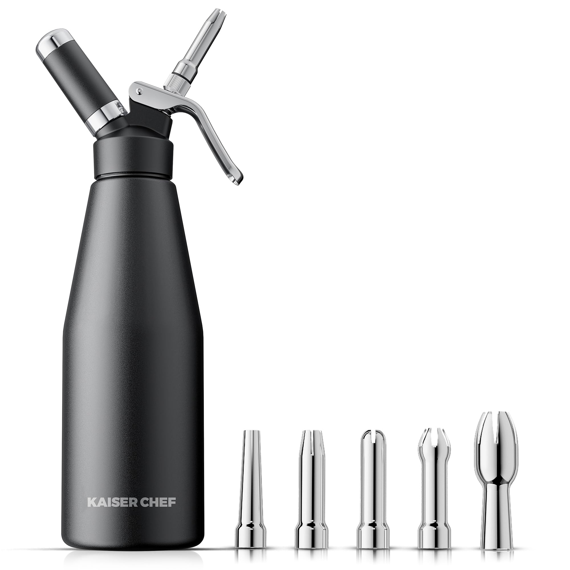 Kaiser chef 1000ml aluminum whipped cream dispenser for restaurant-quality toppings.