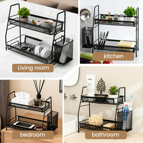 Kaixin Rabbit bathroom counter organizer in sturdy metal resists moisture