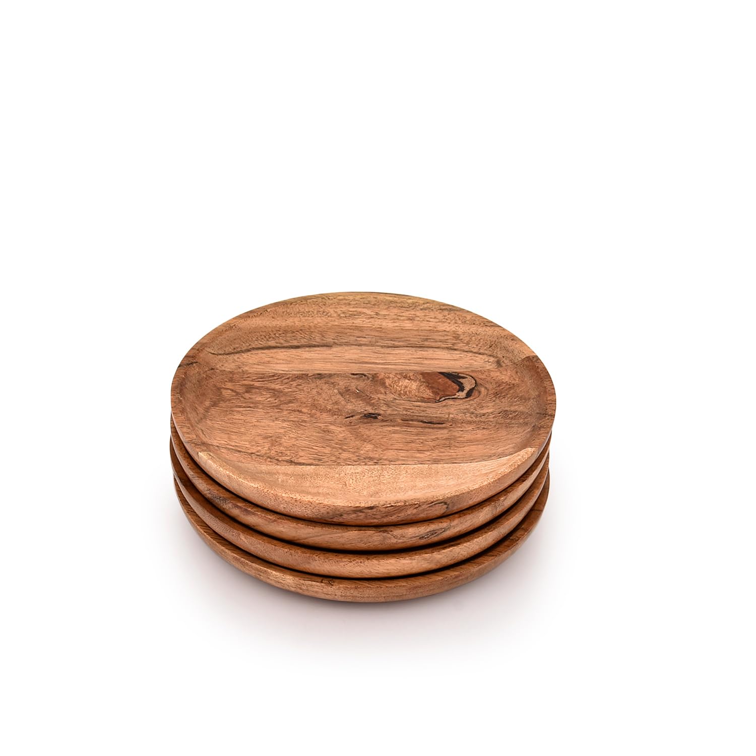 Kaizen Casa round acacia plate highlighting warm tones for fruit or salad