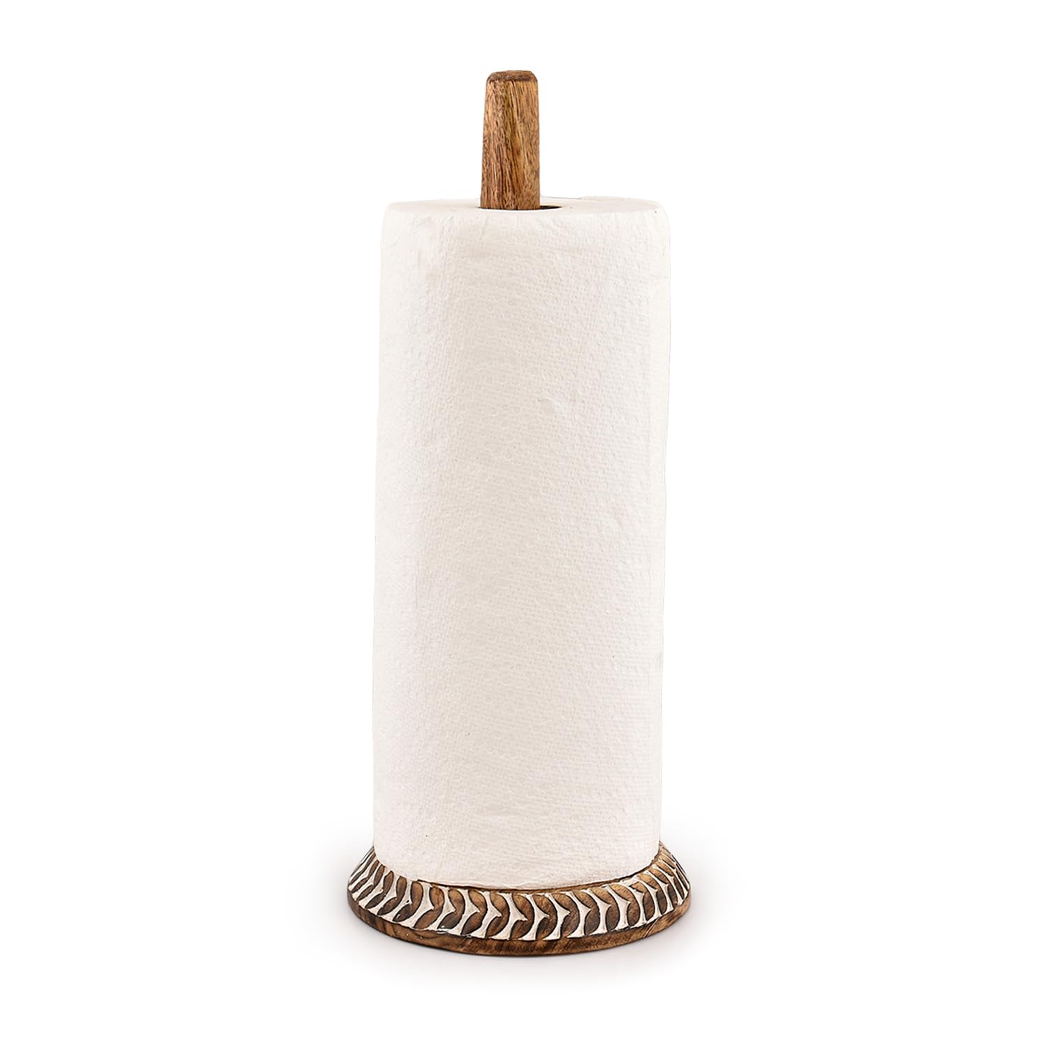 Kaizen Casa paper towel holder base assembly shows tool-free twist for quick setup.