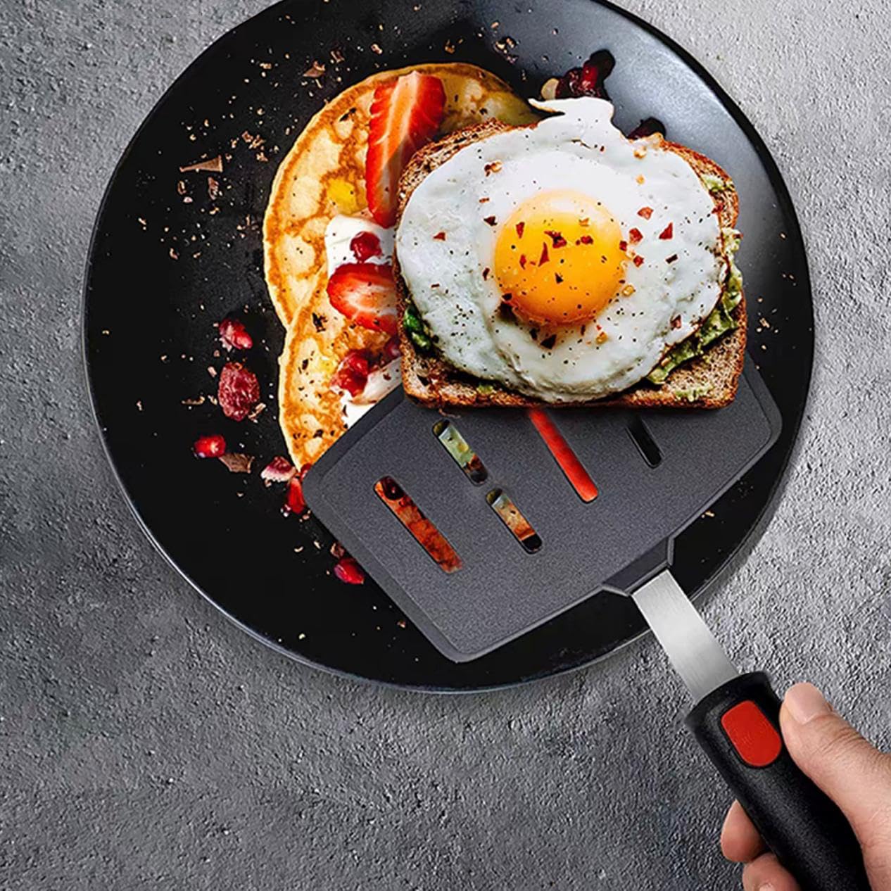 KAKAMINA dishwasher-safe spatula set for quick cleanup.