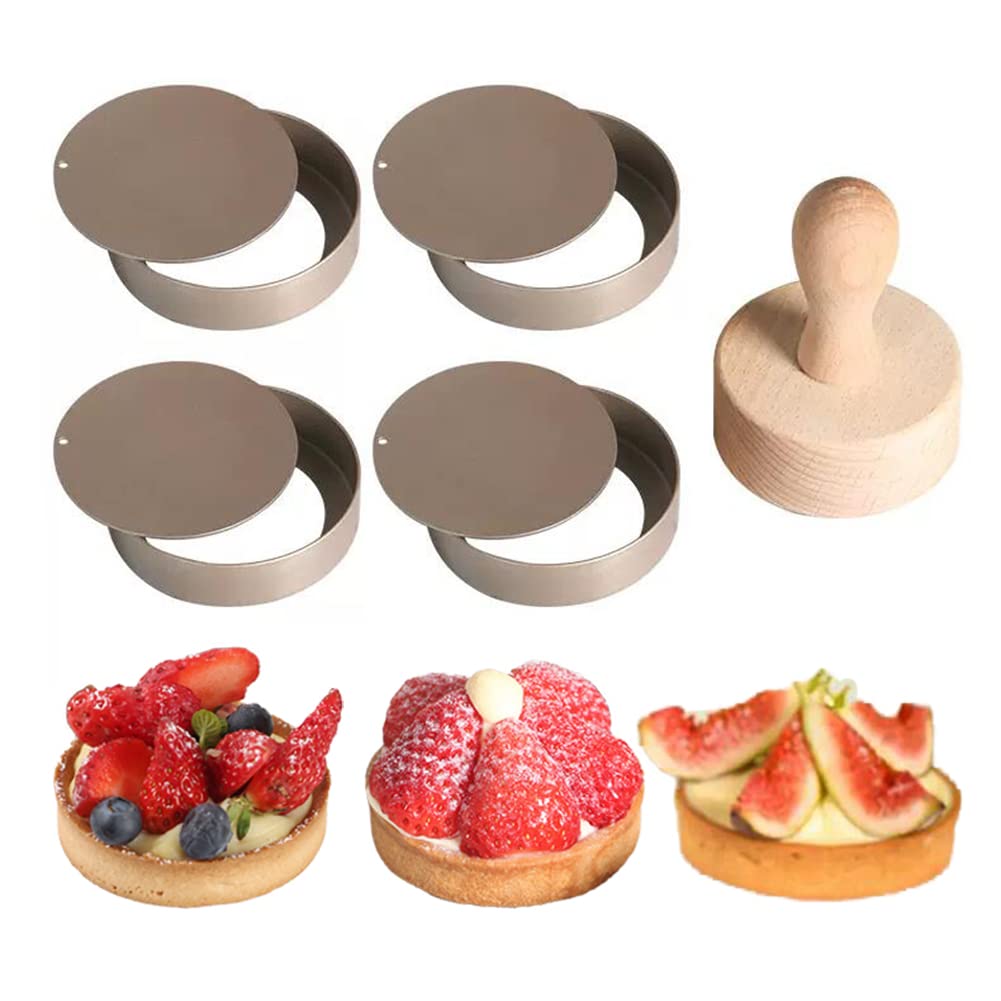 KALAIEN mini tart pans 3-inch set with removable bottom for easy release.