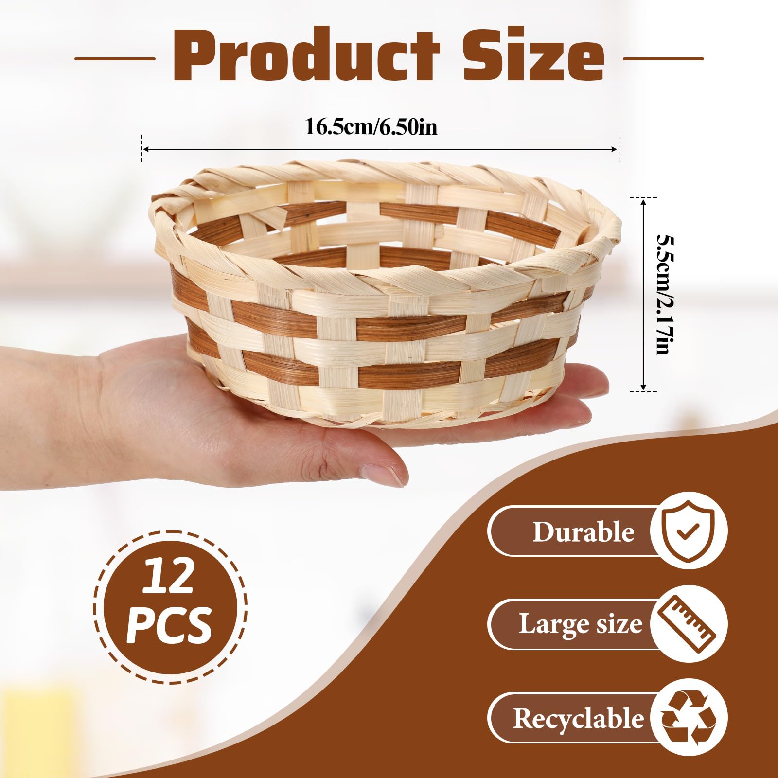 Kalione fruit basket round bamboo design keeps produce airy and colorful on display.