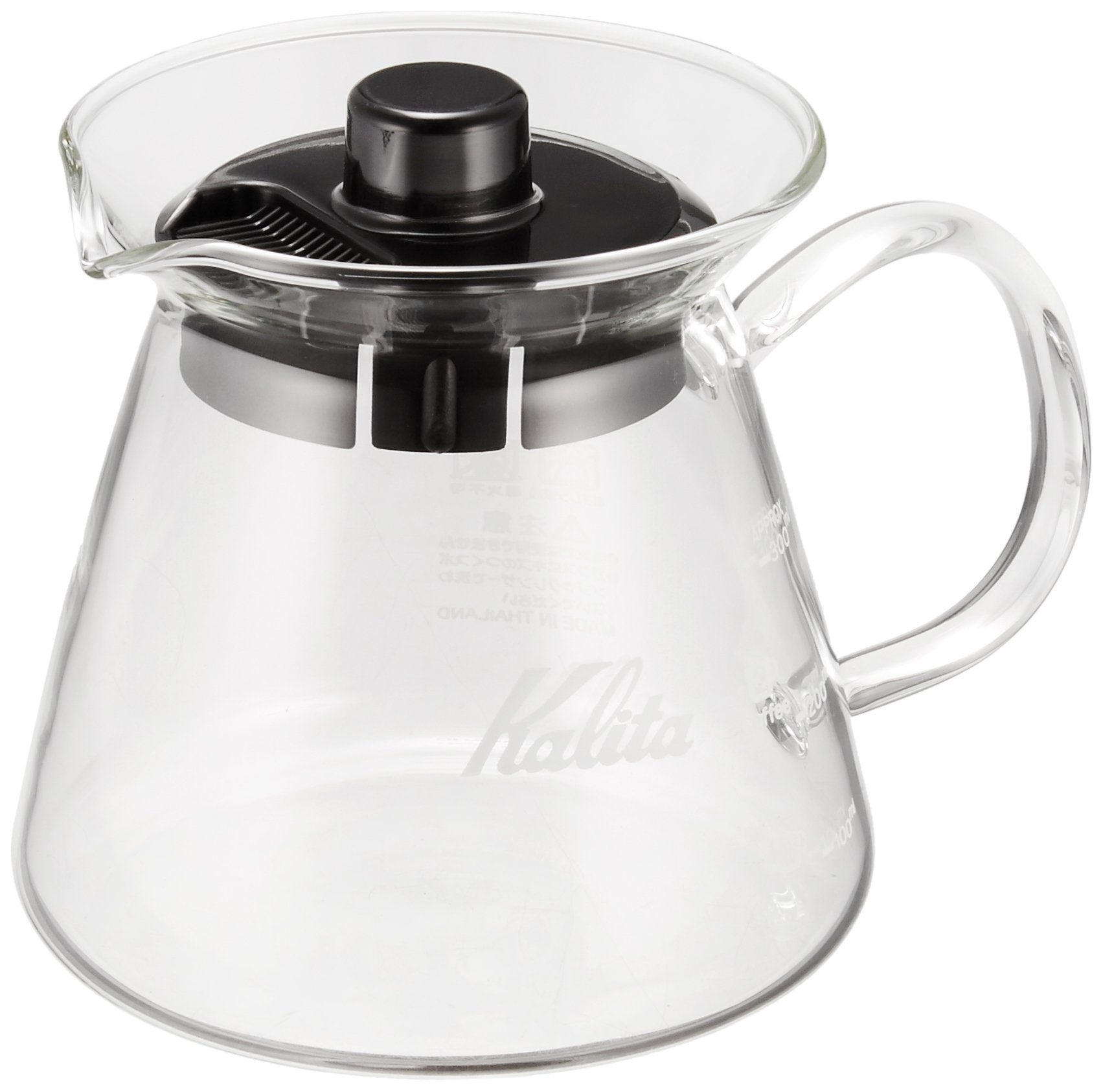 Kalita glass 300ml server for elegant coffee service on the table