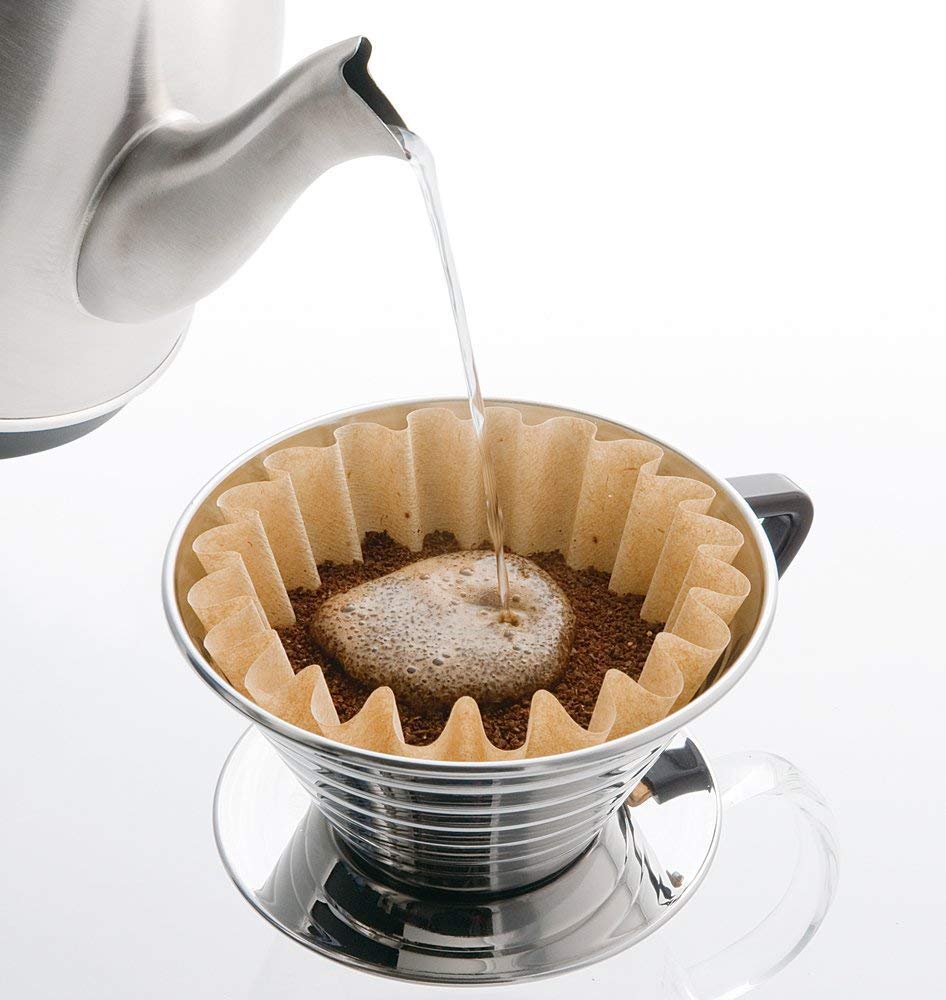 Kalita Wave Series 155 material closeup features stainless steel body and phenol resin handle