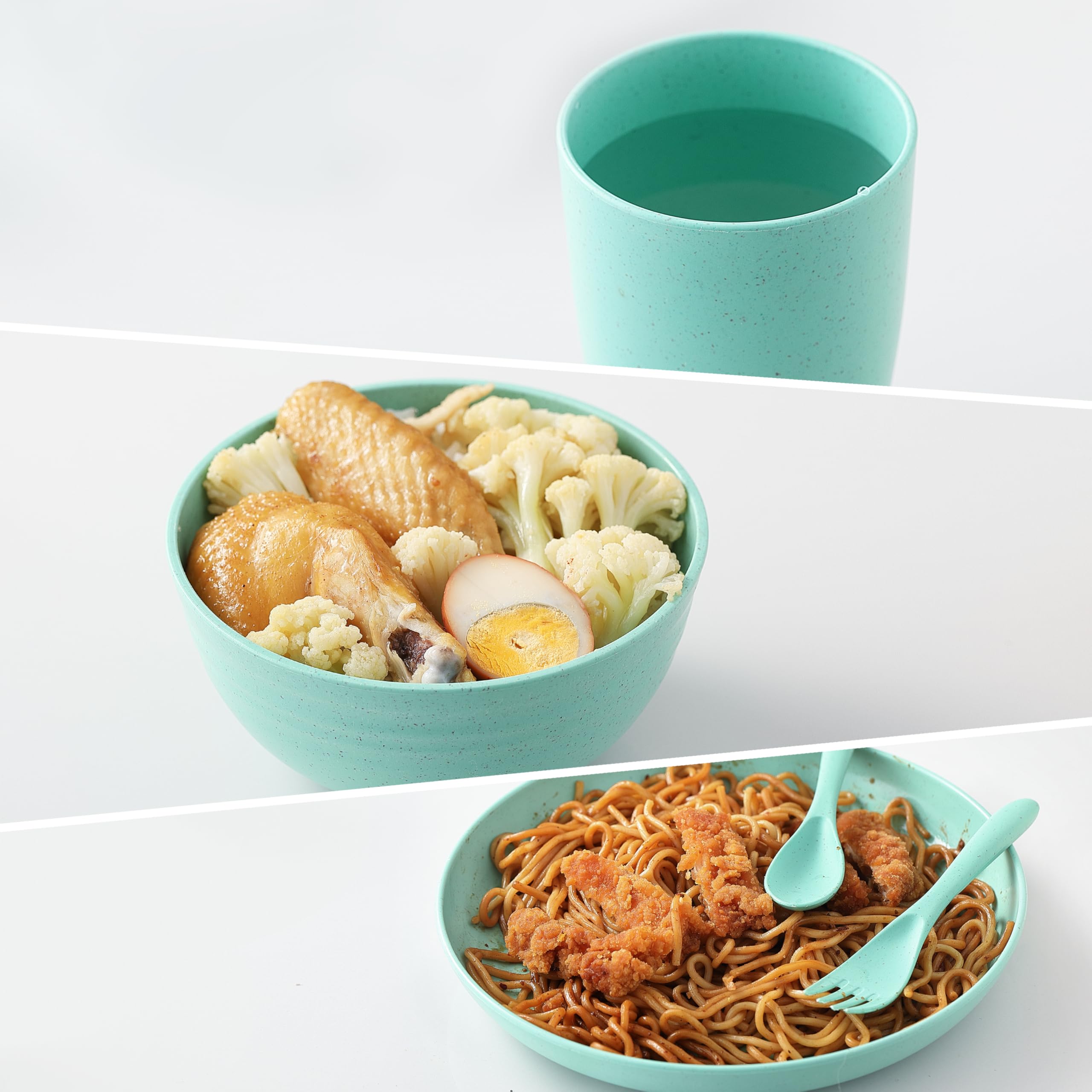 Kaloo wheat straw dishes cups, microwave-safe cups for quick meals.