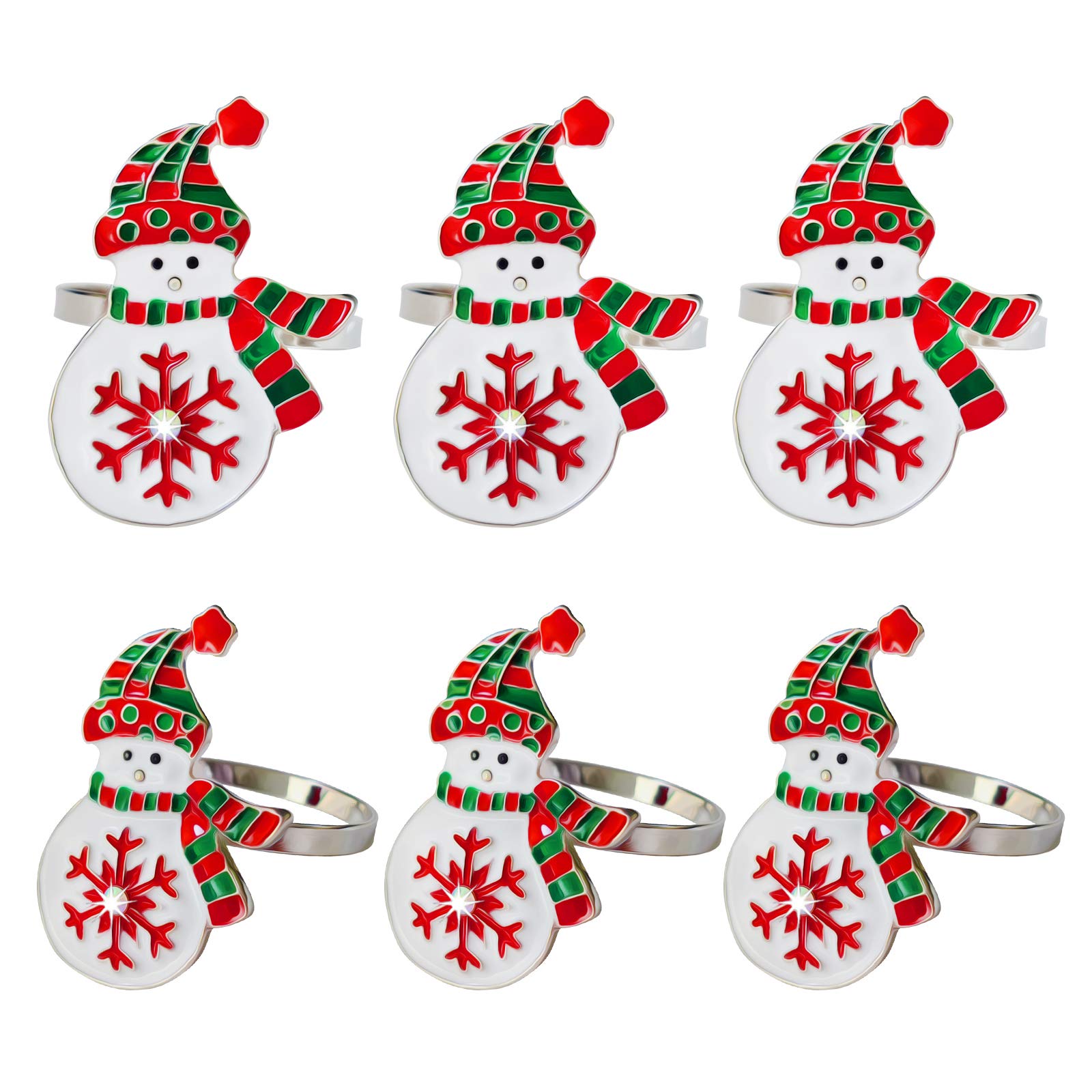 Kalopro snowman napkin ring in silver finish adds festive table flair.