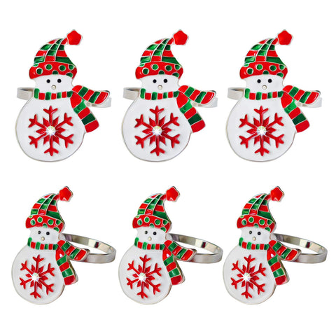 Kalopro snowman napkin ring in silver finish adds festive table flair.