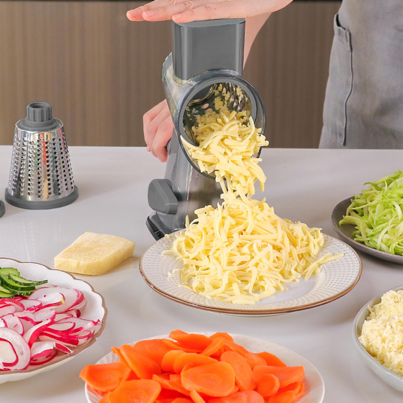 KalraMay multifunction grater slices vegetables and shreds cheese with ease