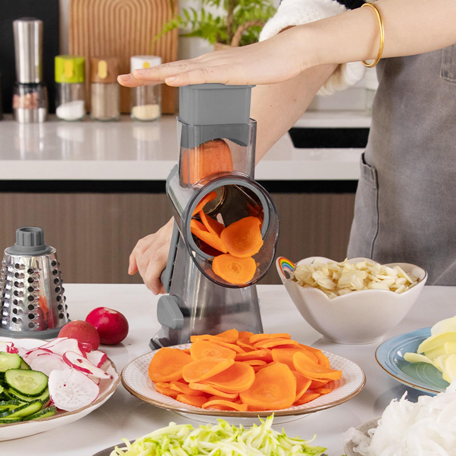 KalraMay rotary grater excels at fruits and garnishes for salads