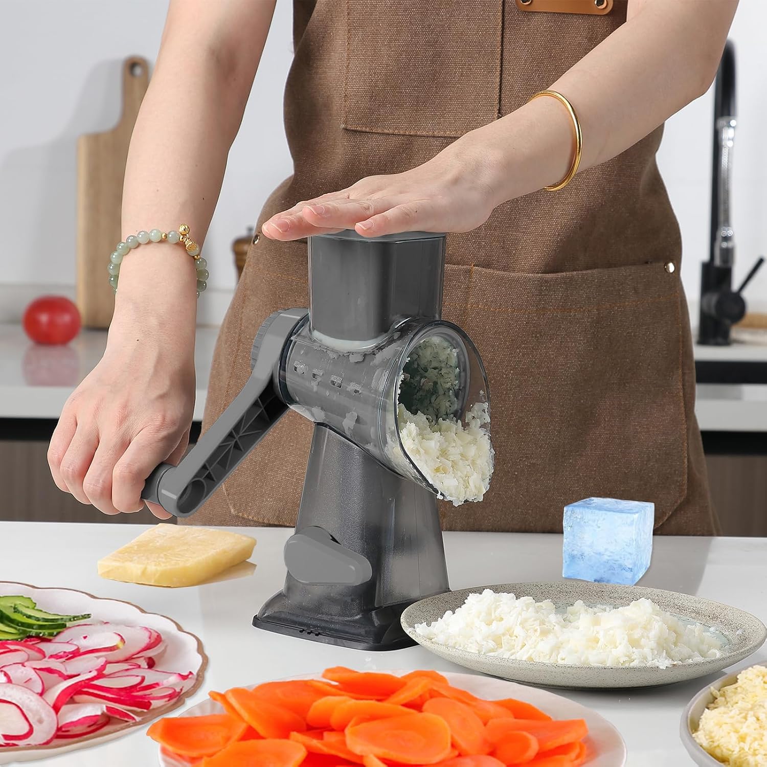 KalraMay rotary drum grater delivering precise, smooth shredding of cheese