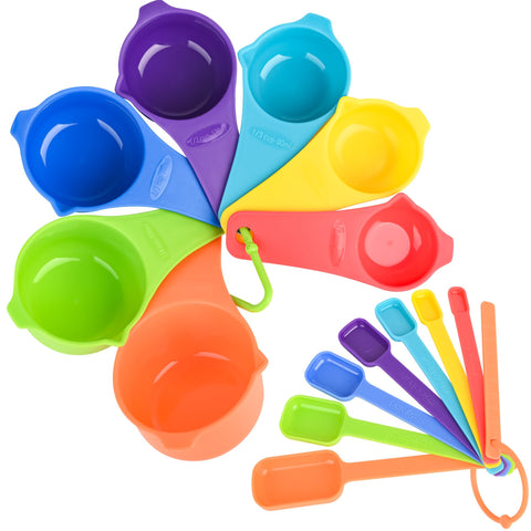 Kalsreui measuring cups 1/4 cup (60ml) in rainbow color for quick measurements.