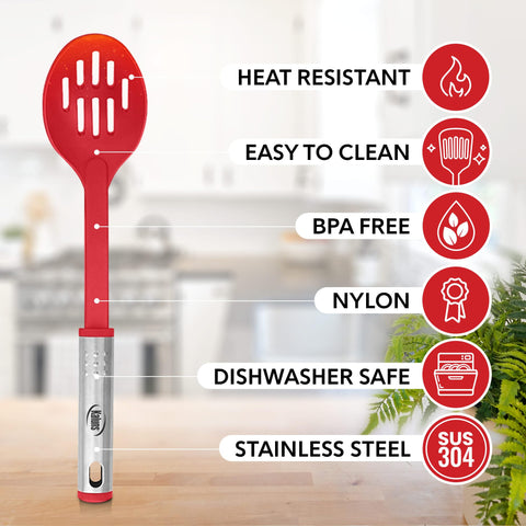 Kaluns slotted turner for frying and lifting foods with drainage