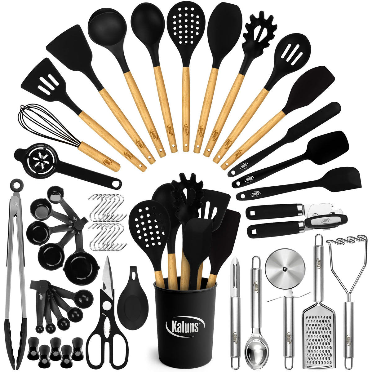 Kaluns 50pcs silicone utensils set offers a complete kit for versatile cooking.