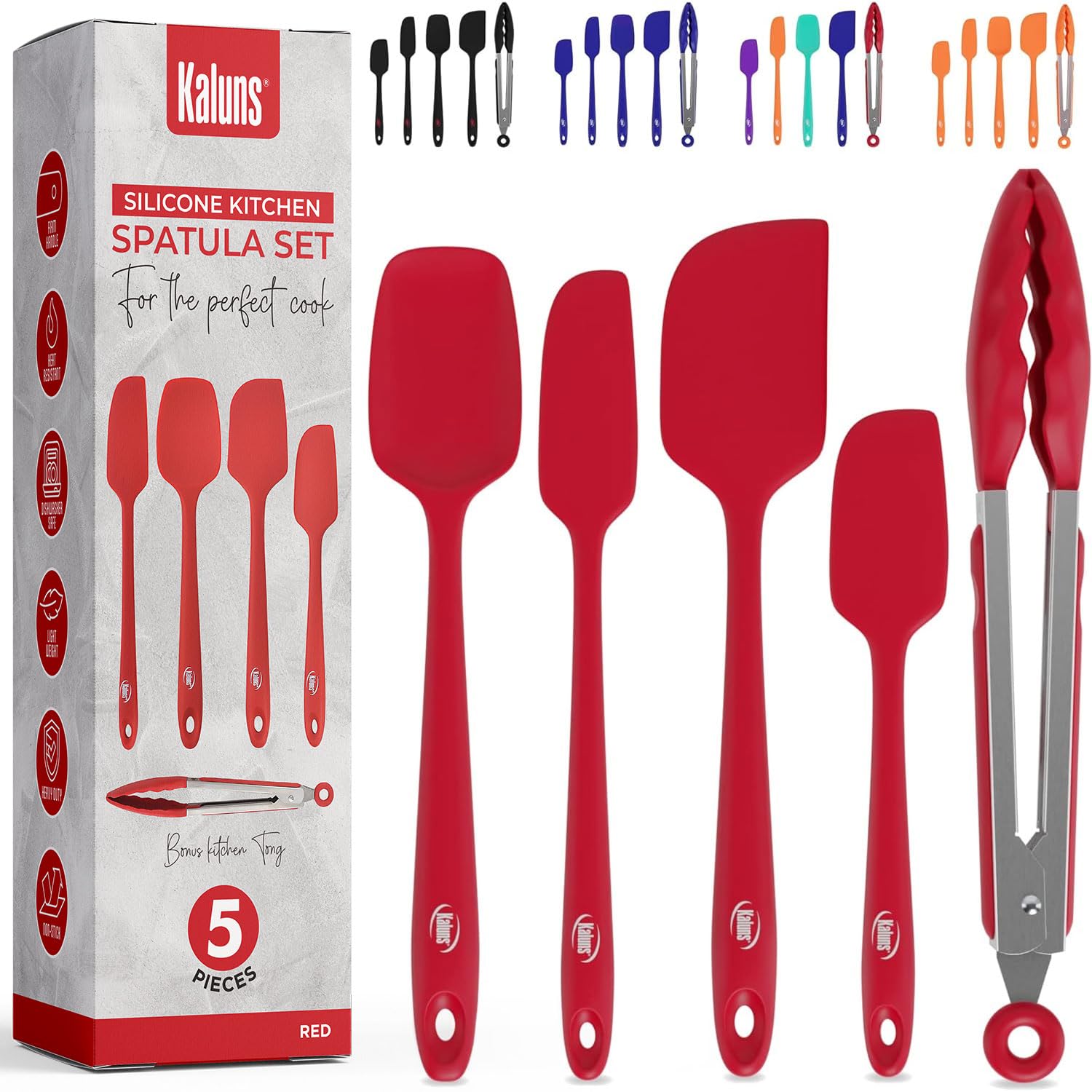 Kaluns silicone spatula set spoon-spatula shown in action for smooth flipping and mixing