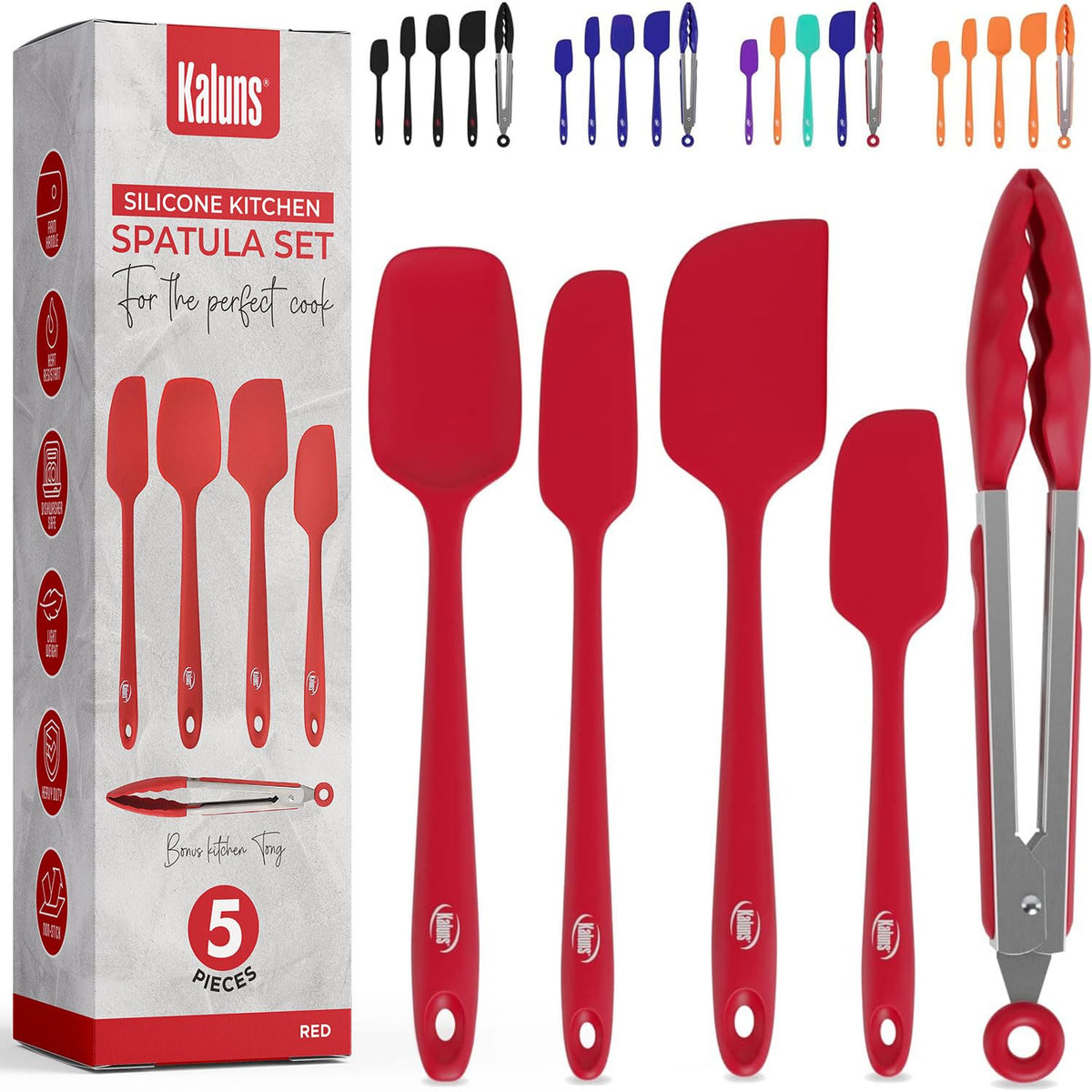 Kaluns silicone spatula set spoon-spatula shown in action for smooth flipping and mixing