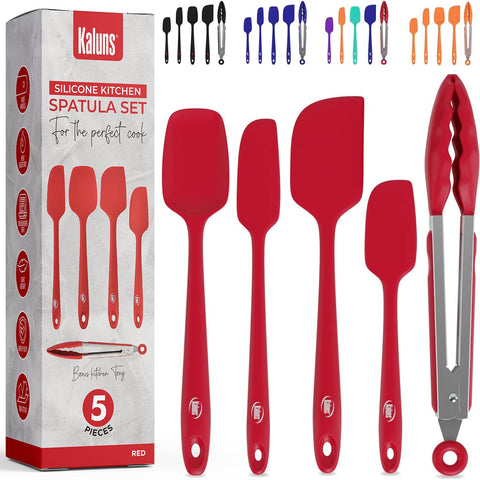 Kaluns silicone spatula set spoon-spatula shown in action for smooth flipping and mixing