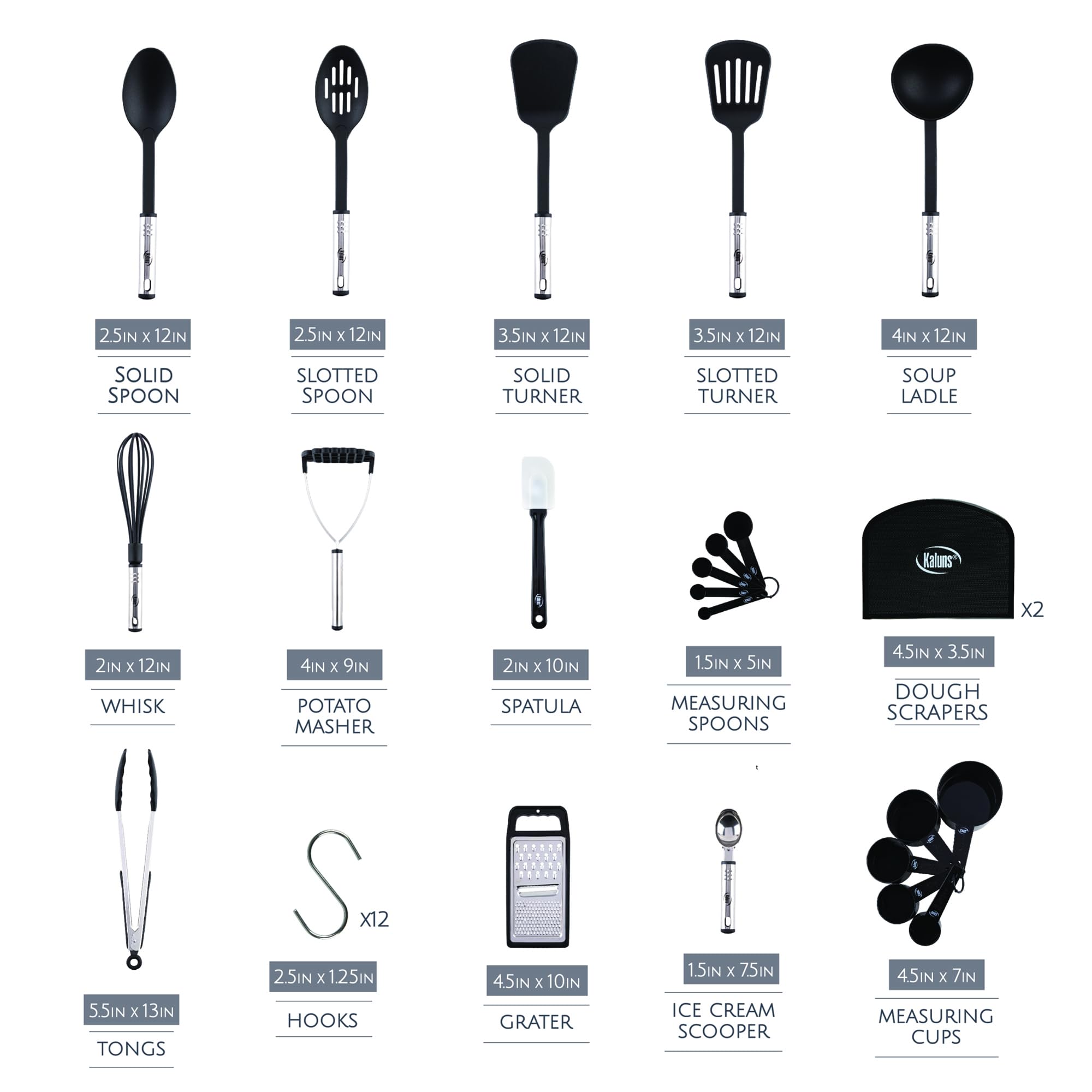 Kaluns solid spoon and slotted spoon — smooth stirring with efficient drainage.
