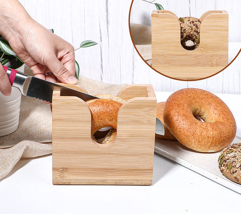 Kamehame Bagel Slicer Holder side view highlights compact footprint for tight kitchens.