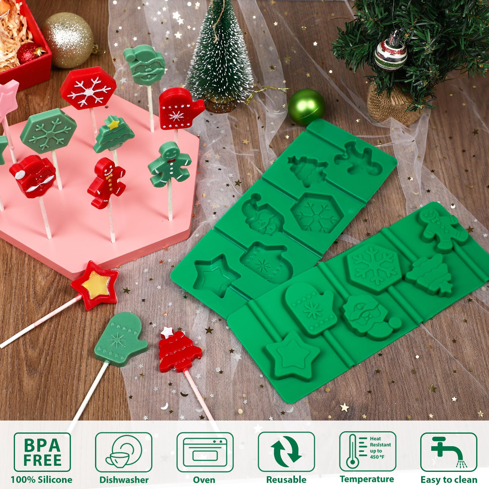 Kamehame Christmas tree lollipop mold for themed gift-ready treats