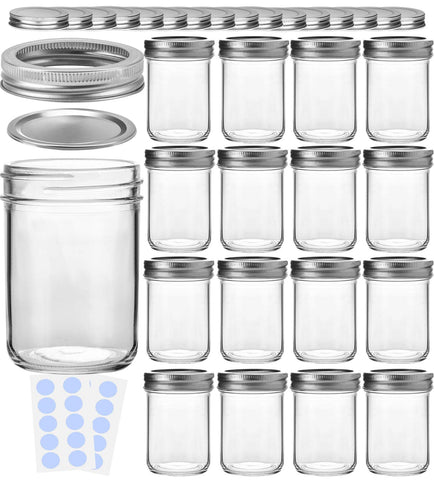 KAMOTA 8oz mason jar with clear glass and silver lid, ideal for pantry storage