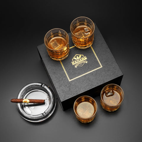 KANARS Crystal Whiskey Glasses ideal for bourbon or scotch tasting moments.