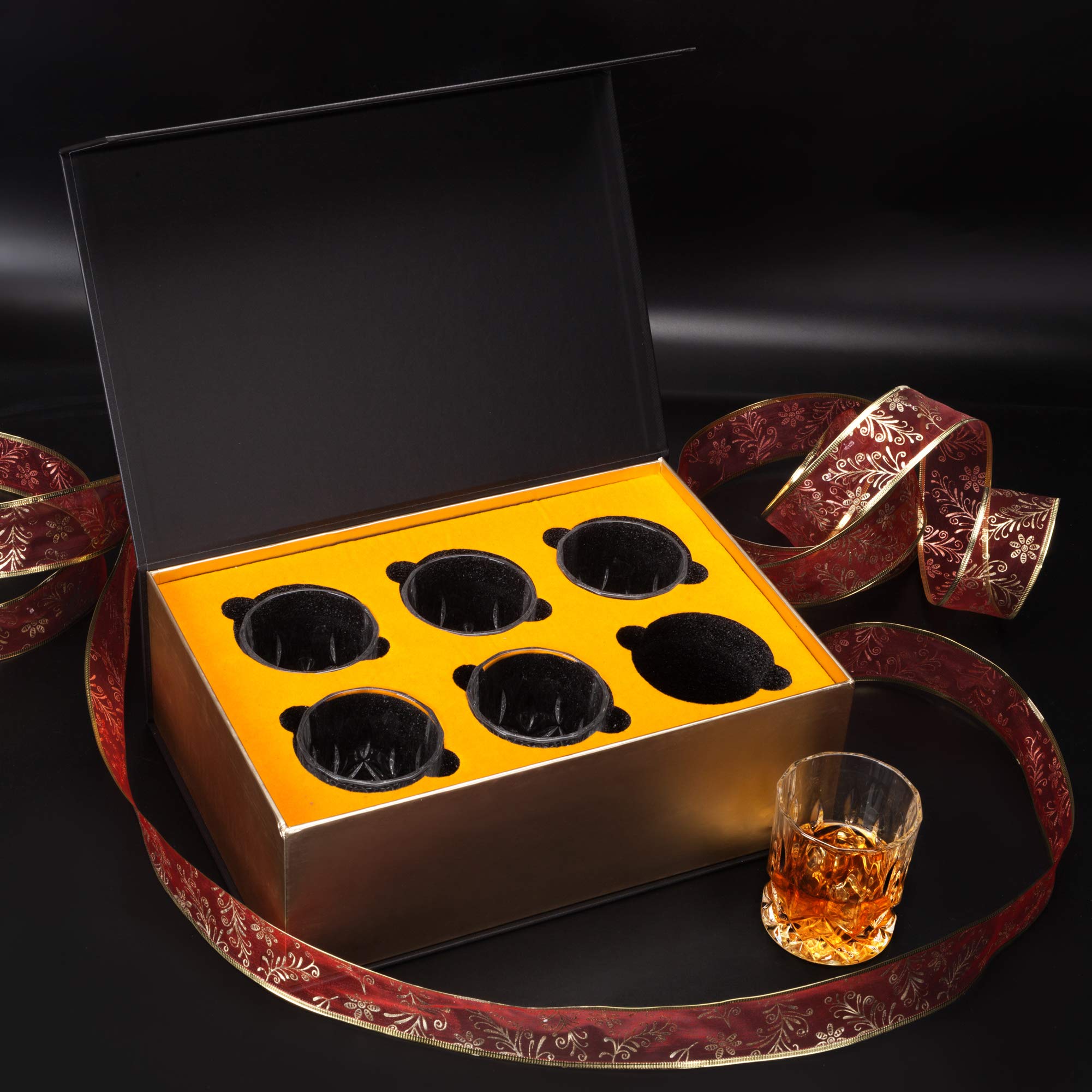 KANARS gift box packaging with cushion foam protects glassware during shipping.
