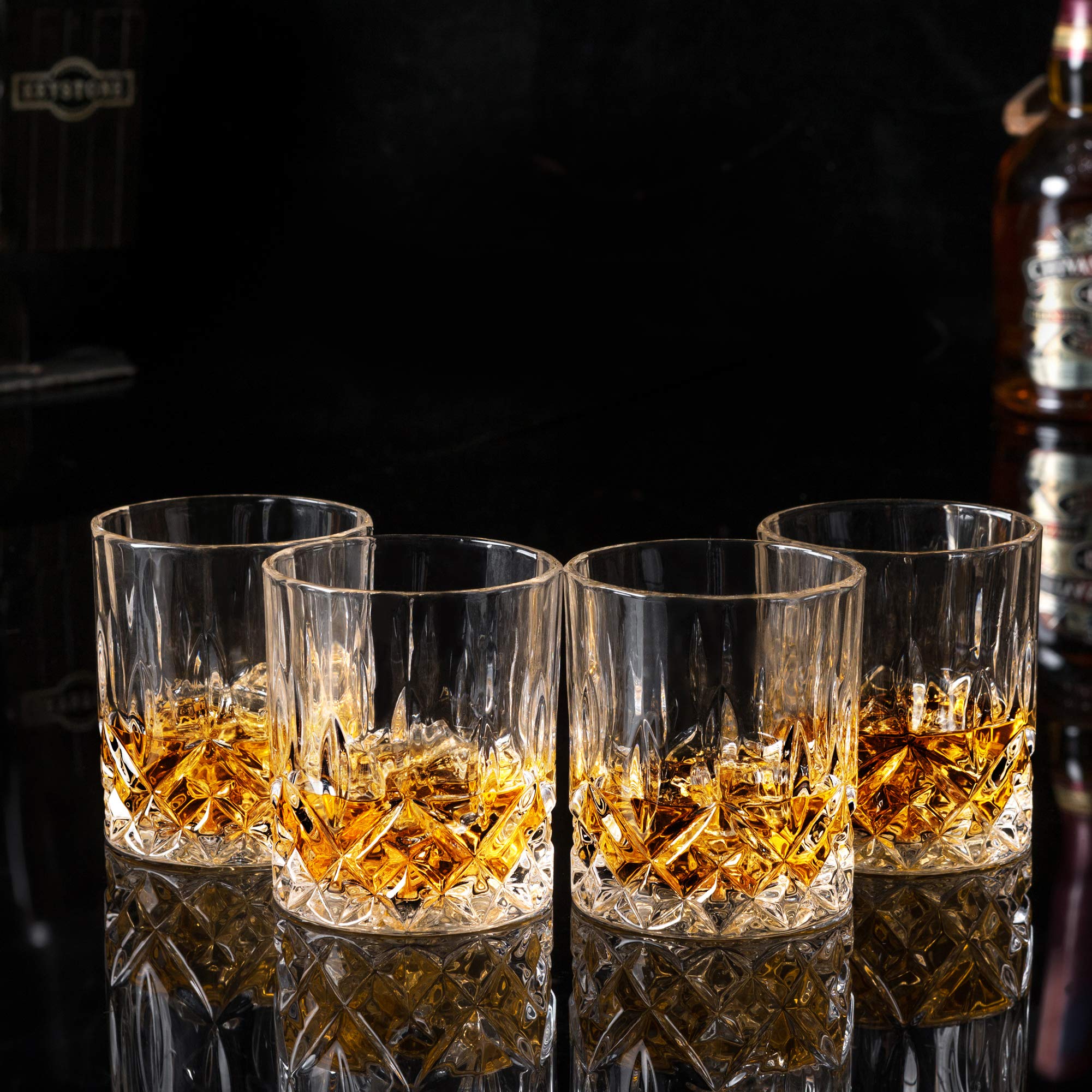 KANARS heavy-base platinum-glass whiskey glass for steady grip and durability