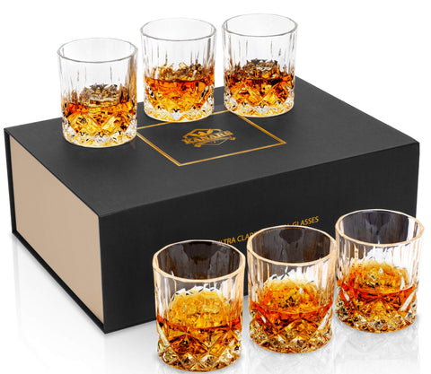 KANARS whiskey glasses in an elegant gift box, ready for gifting and display.