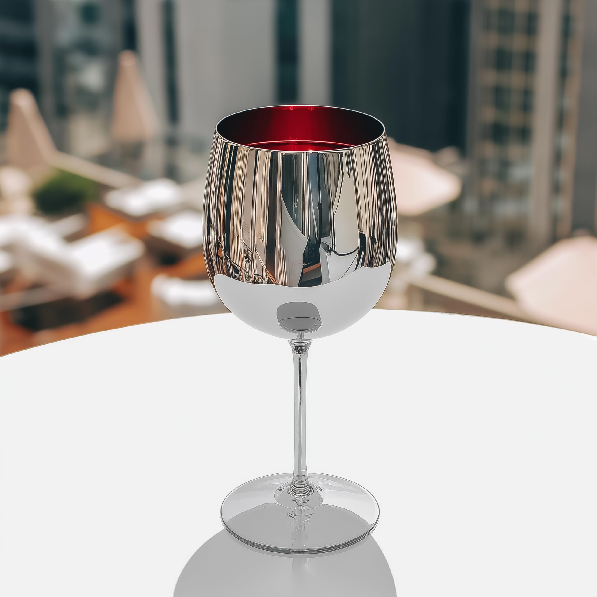 K&K Home modern silver wine glass design adds contemporary flair.