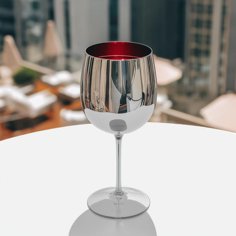 K&K Home modern silver wine glass design adds contemporary flair.