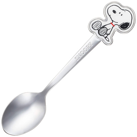 Kaneshotouki Peanuts Snoopy sitting spoon in silver, ideal for daily lunches.