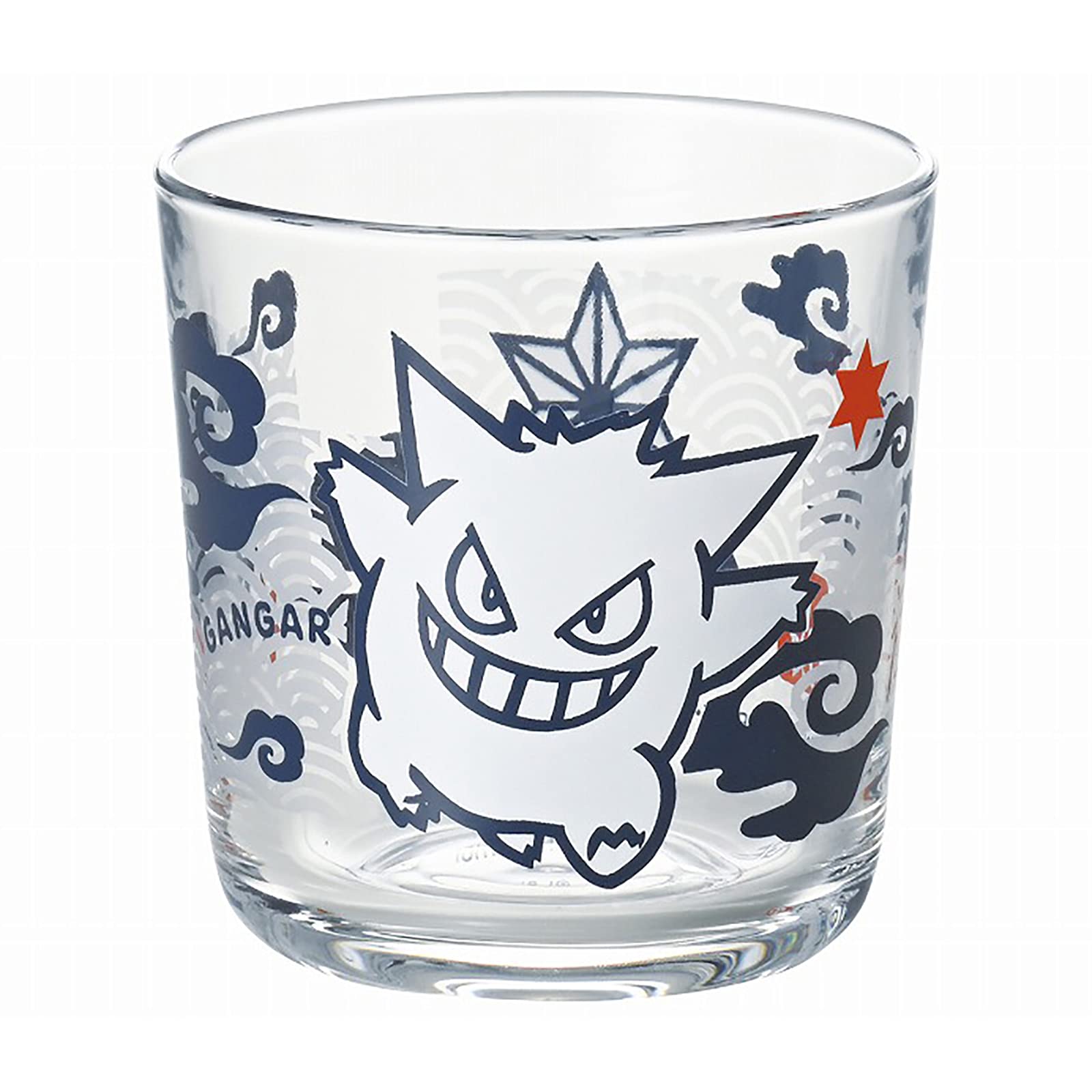 Kaneshotouki Pokemon Gengar glass cup with cut-out pattern enhances drink presentation
