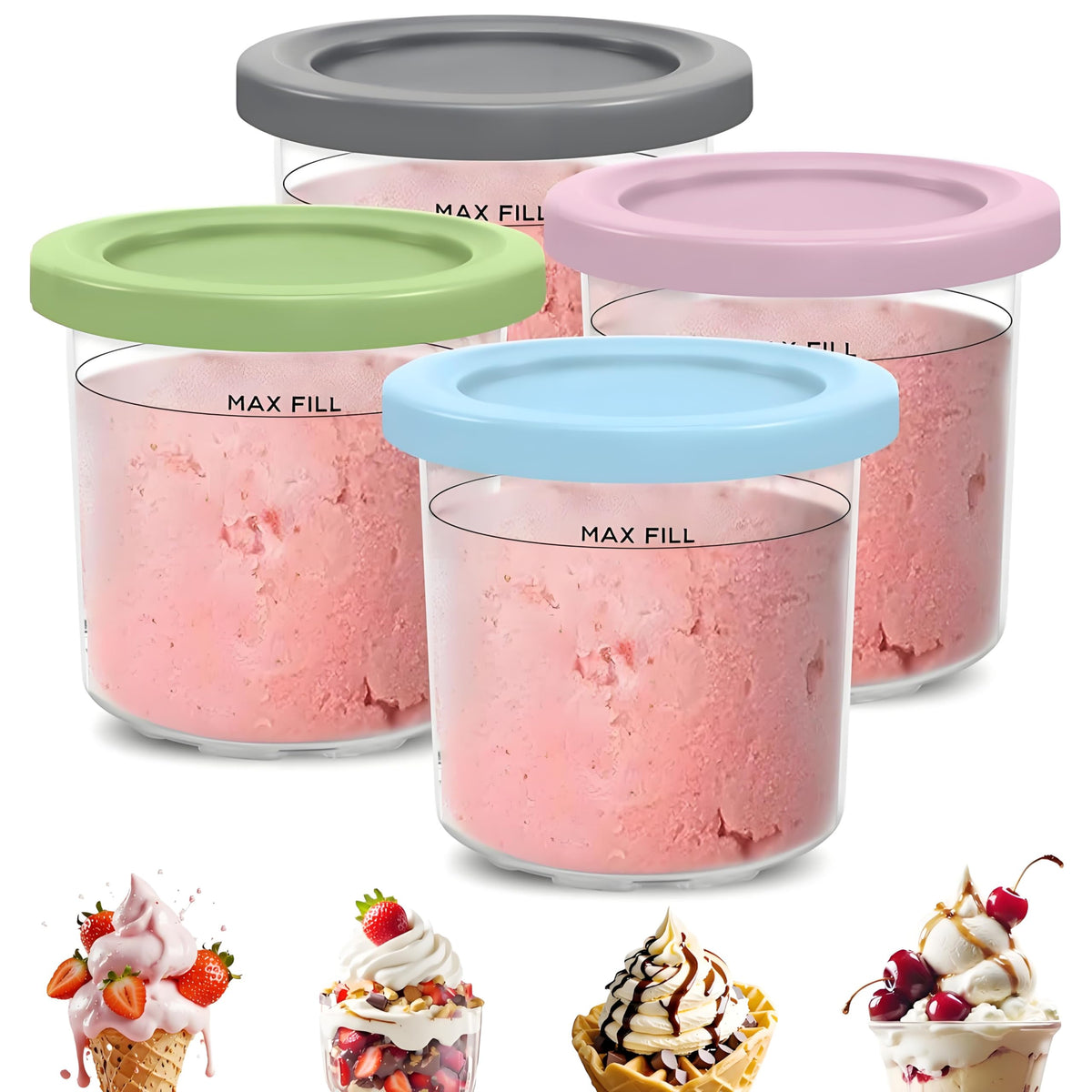 Kangbo Ninja Creami pints 4-pack ready for quick flavor prep and storage.