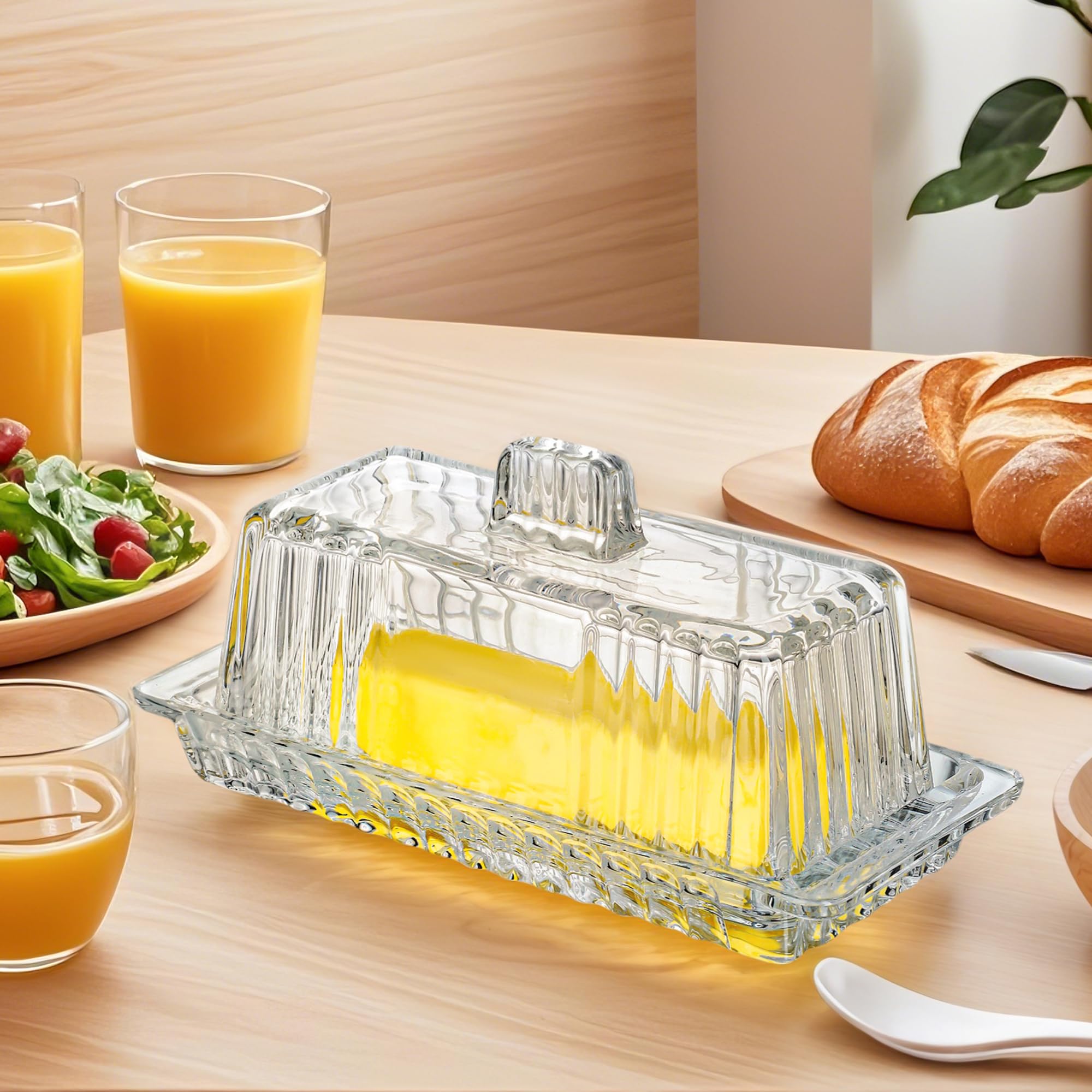 Kanpura butter dish is dishwasher-safe for easy cleanup.