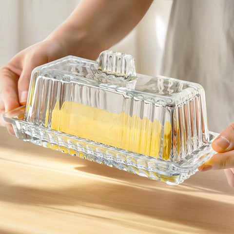 Kanpura compact butter dish size fits one stick of butter.