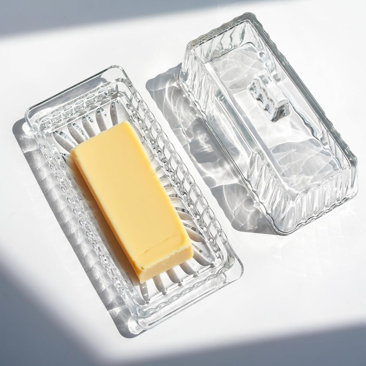Kanpura butter dish in crystal glass showing clarity and freshness.